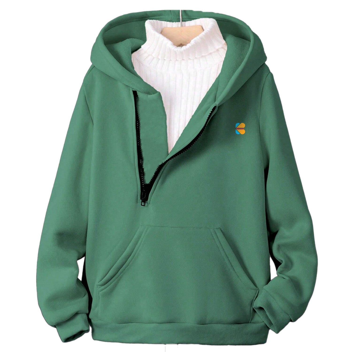 Kidloza Half-Zipper Green Hoodie