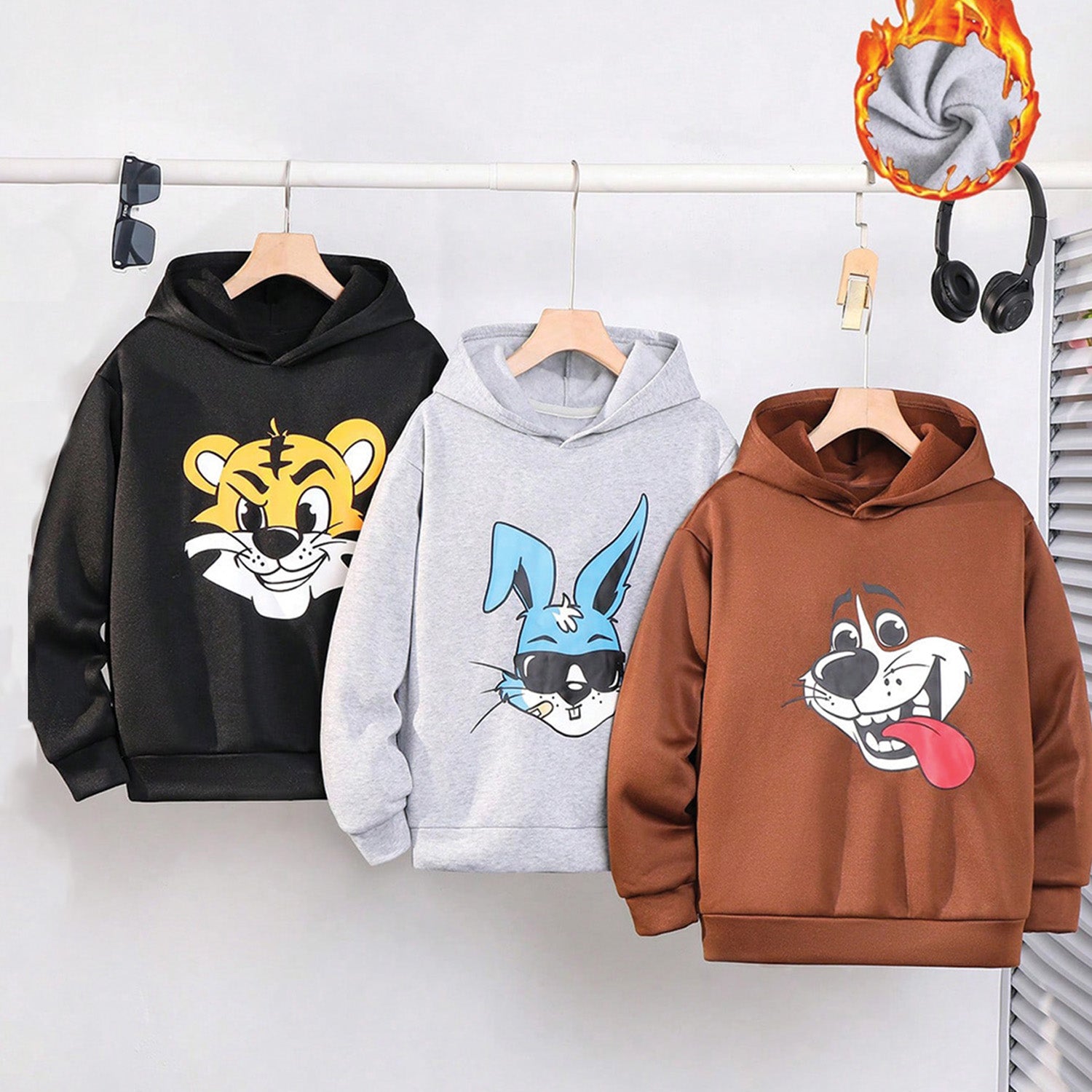 Kidloza Tween Boys Cartoon Print Long Sleeved Hoodie