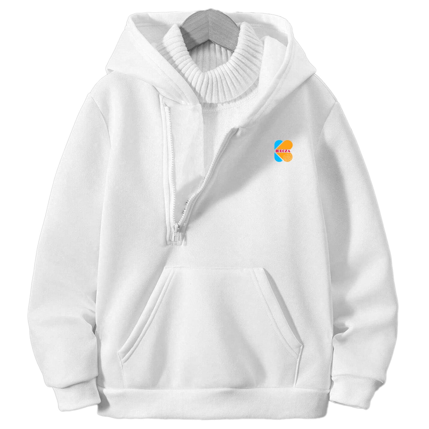 Kidloza Half-Zipper White Hoodie