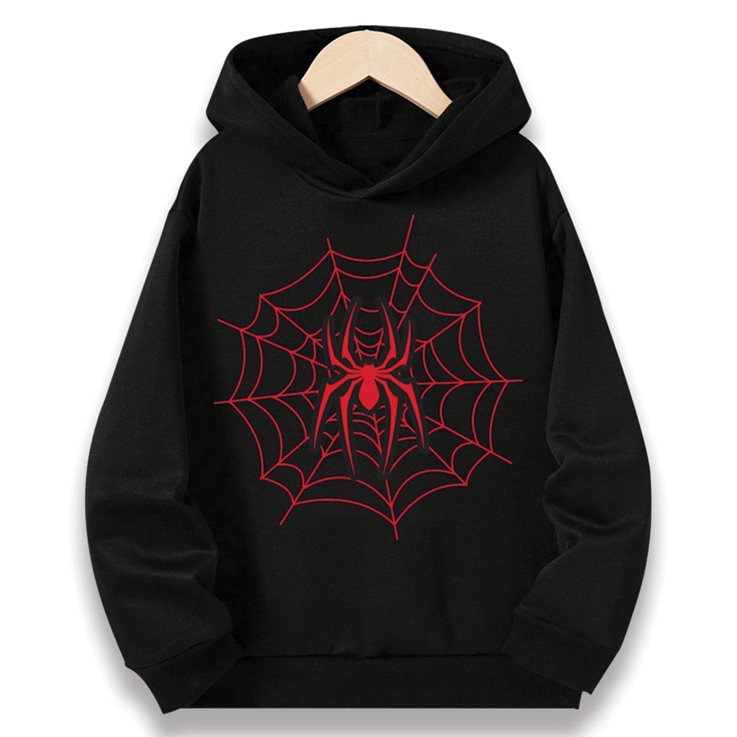 Kidloza Teen Boy Spider Web Print Thermal Hoodie