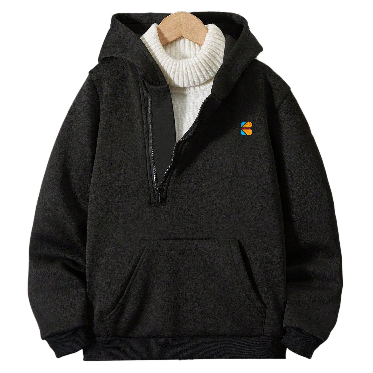 Kidloza Half-Zipper Black Hoodie
