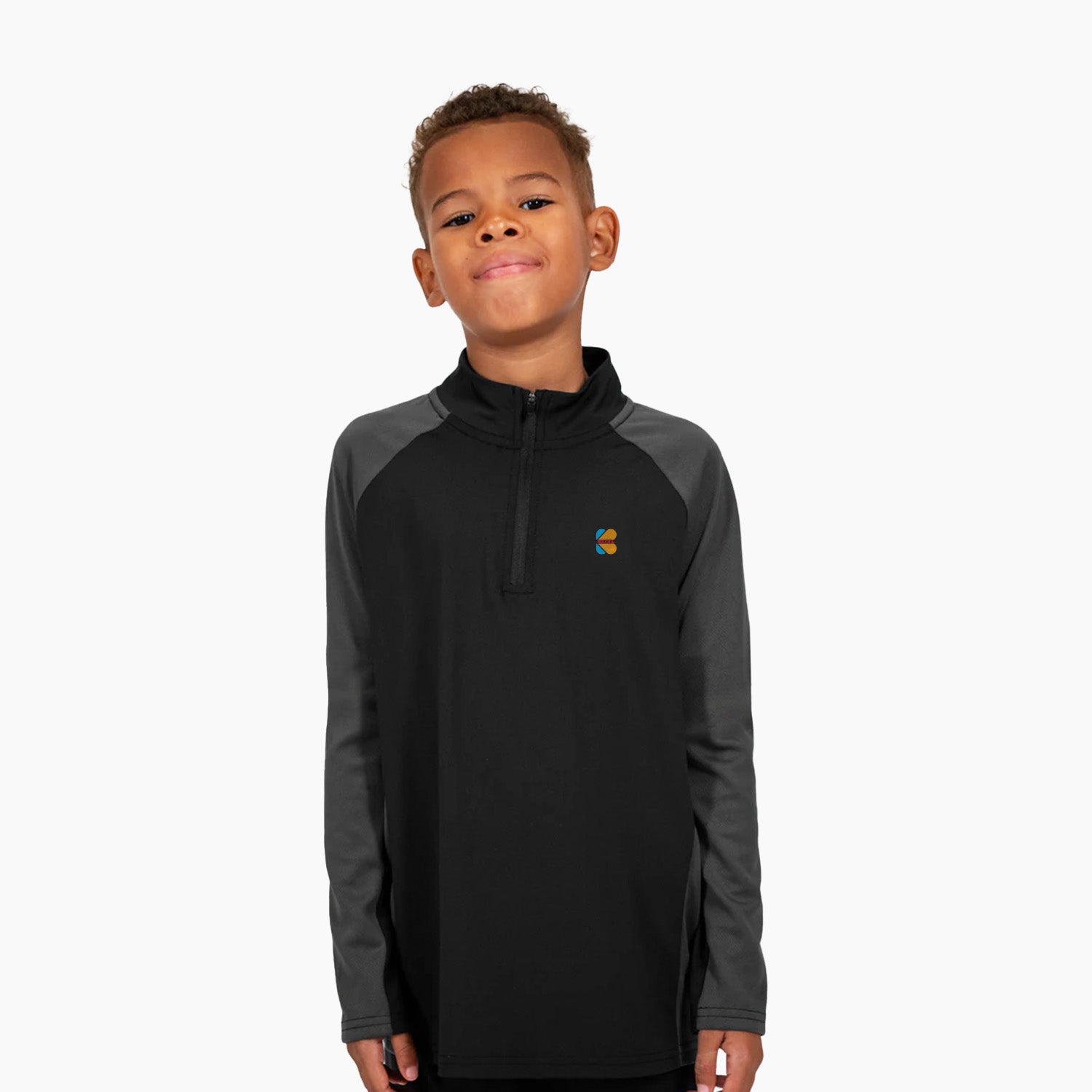 Kidloza Boys Sprint 1/4 Zip in Black & Grey