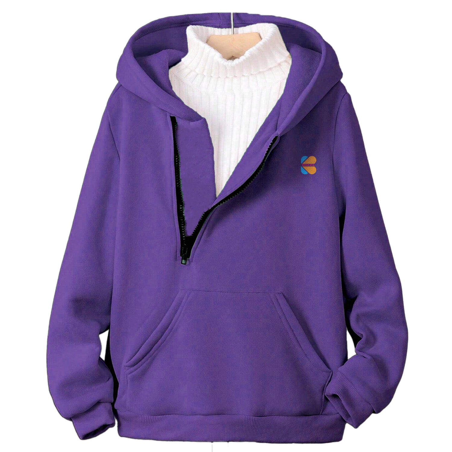 Kidloza Half-Zipper Purple Hoodie