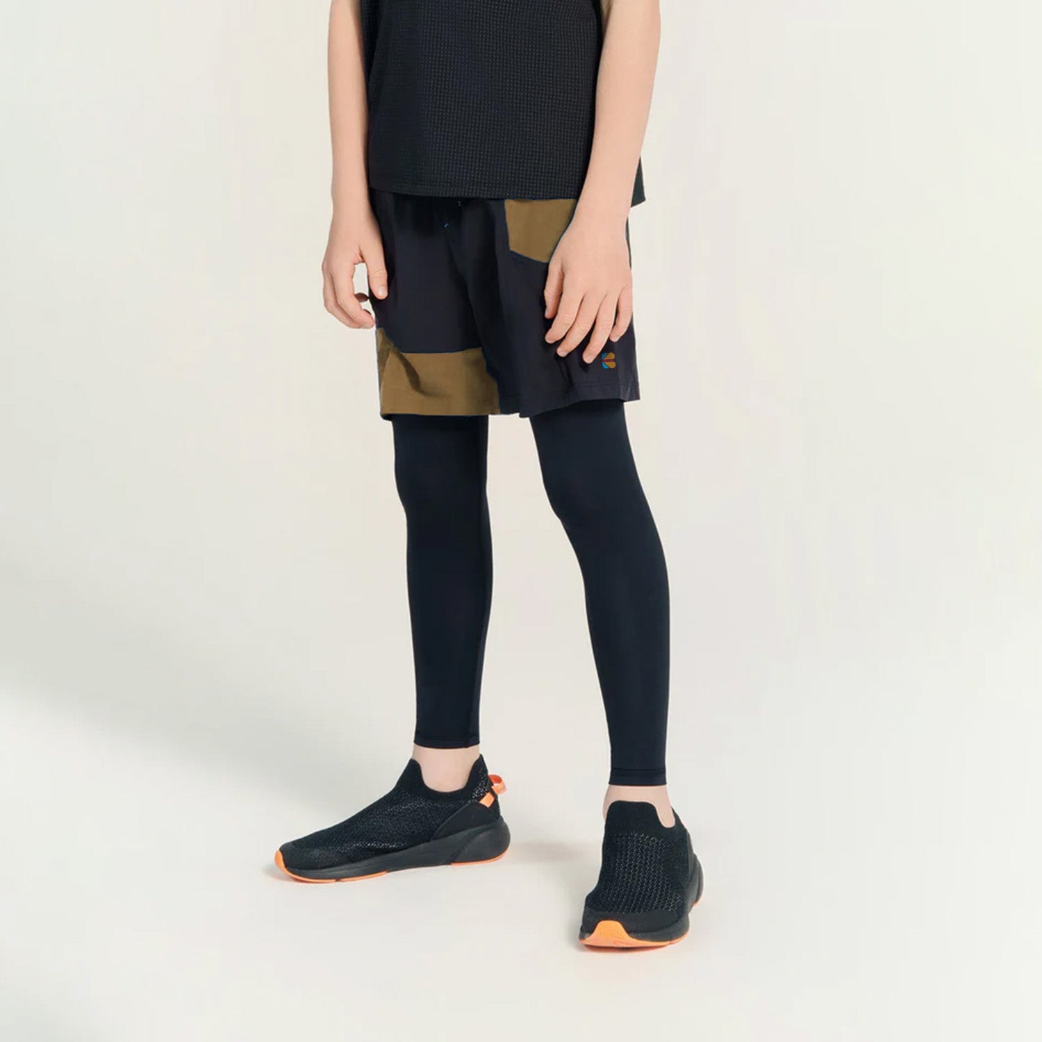 Kidloza FlipFit 2 in 1 Legging Short (Black & Biege)