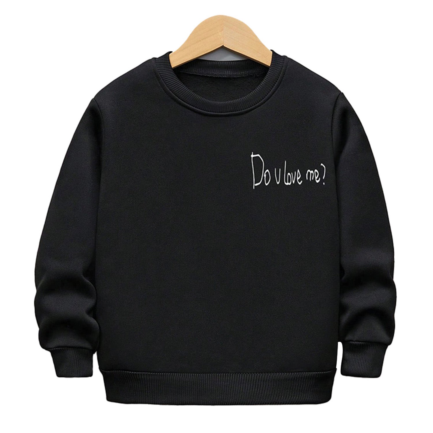 Kidloza Boys' Letter Print Thick Fleece Lined Round Neck Casual Long Sleeve Sweatshirt