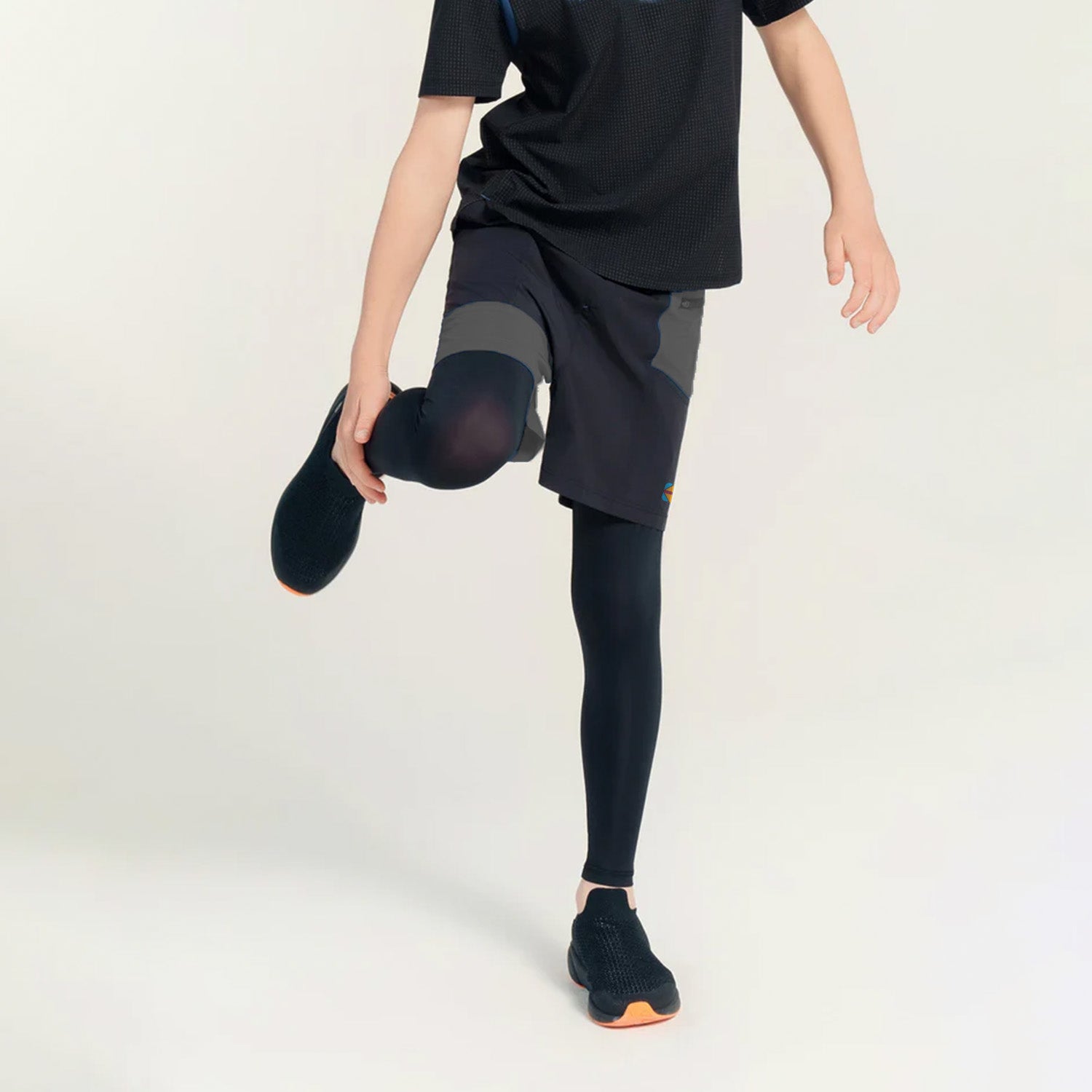 Kidloza FlipFit 2 in 1 Legging Short (Black & Grey)