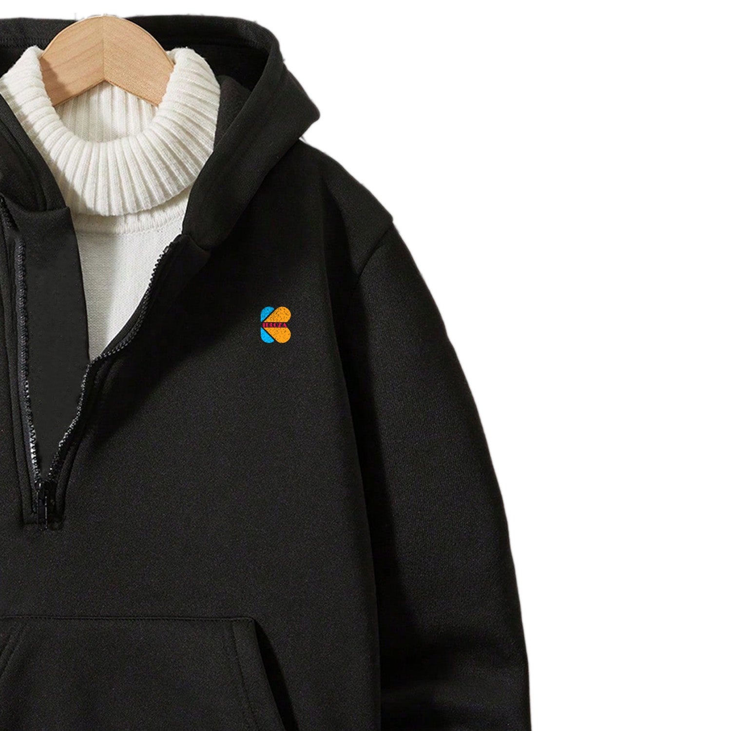 Kidloza Half-Zipper Black Hoodie