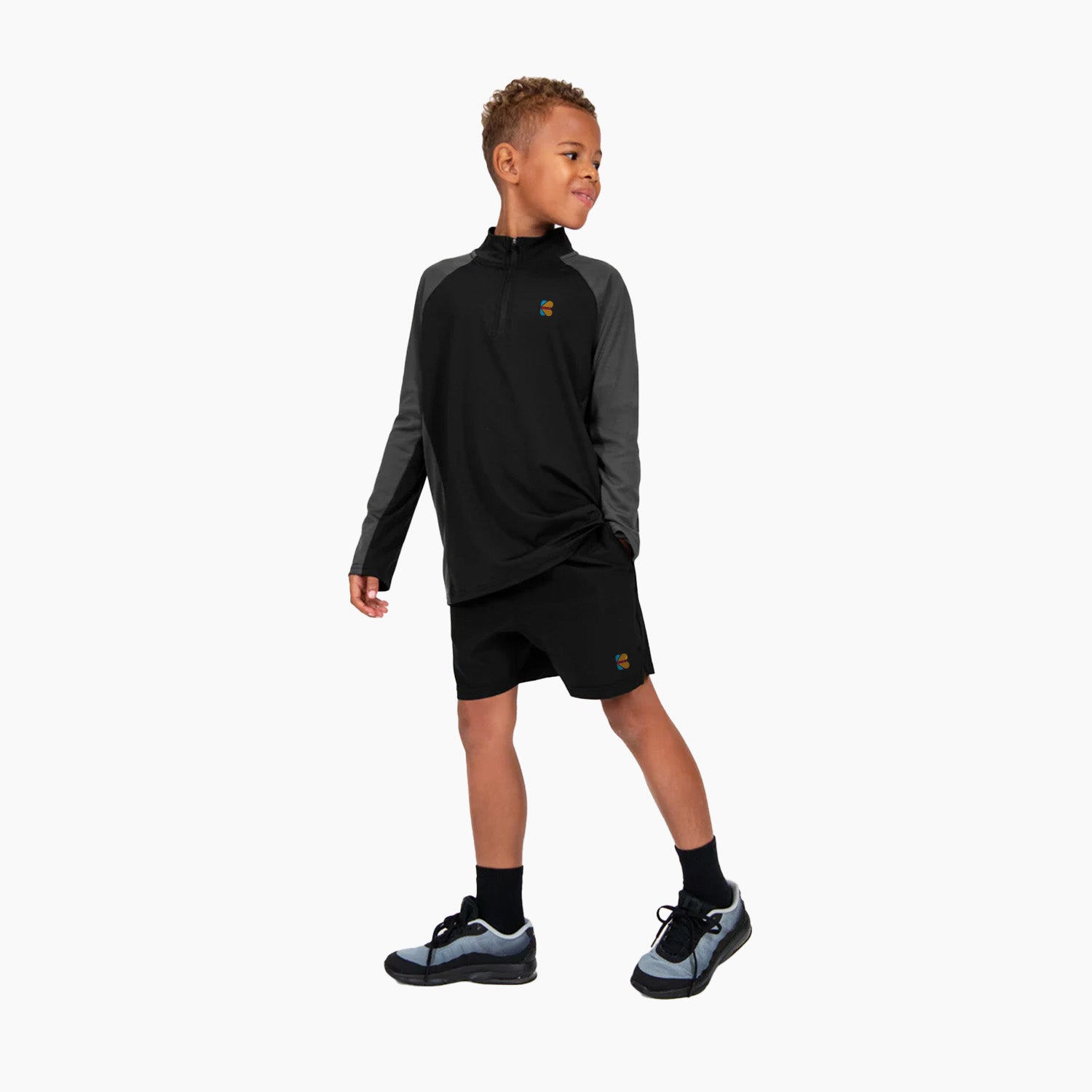 Kidloza Boys Sprint 1/4 Zip in Black & Grey