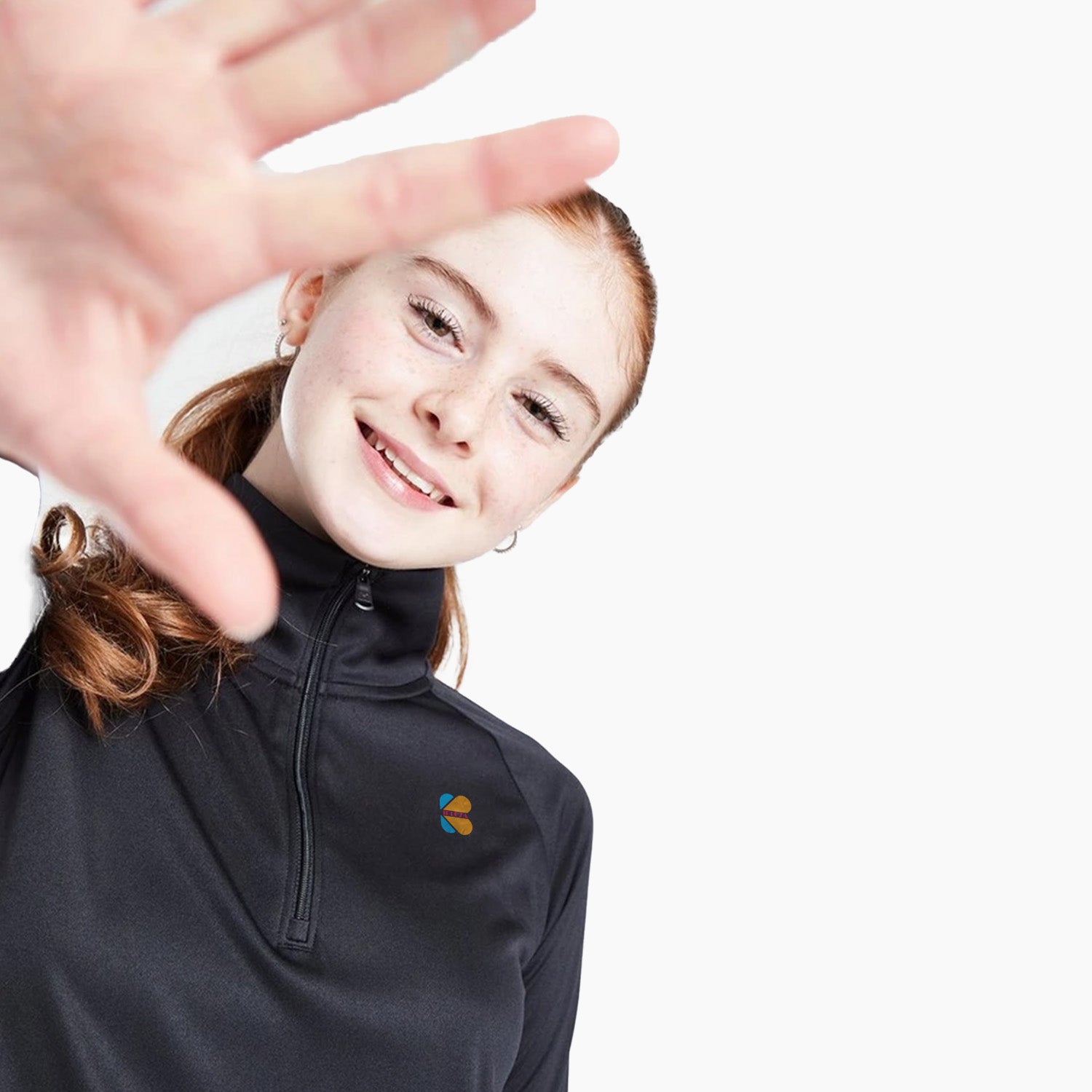 Kidloza Girls' Tech 1/2 Zip Top in Junior Black