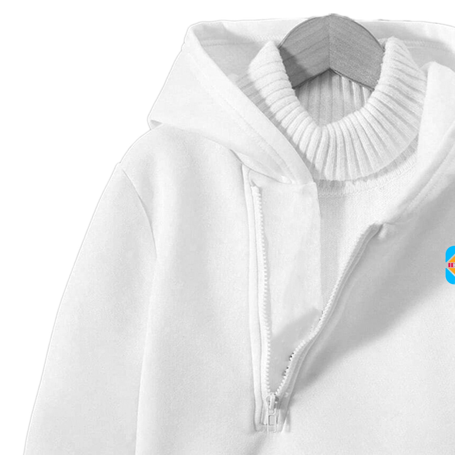 Kidloza Half-Zipper White Hoodie