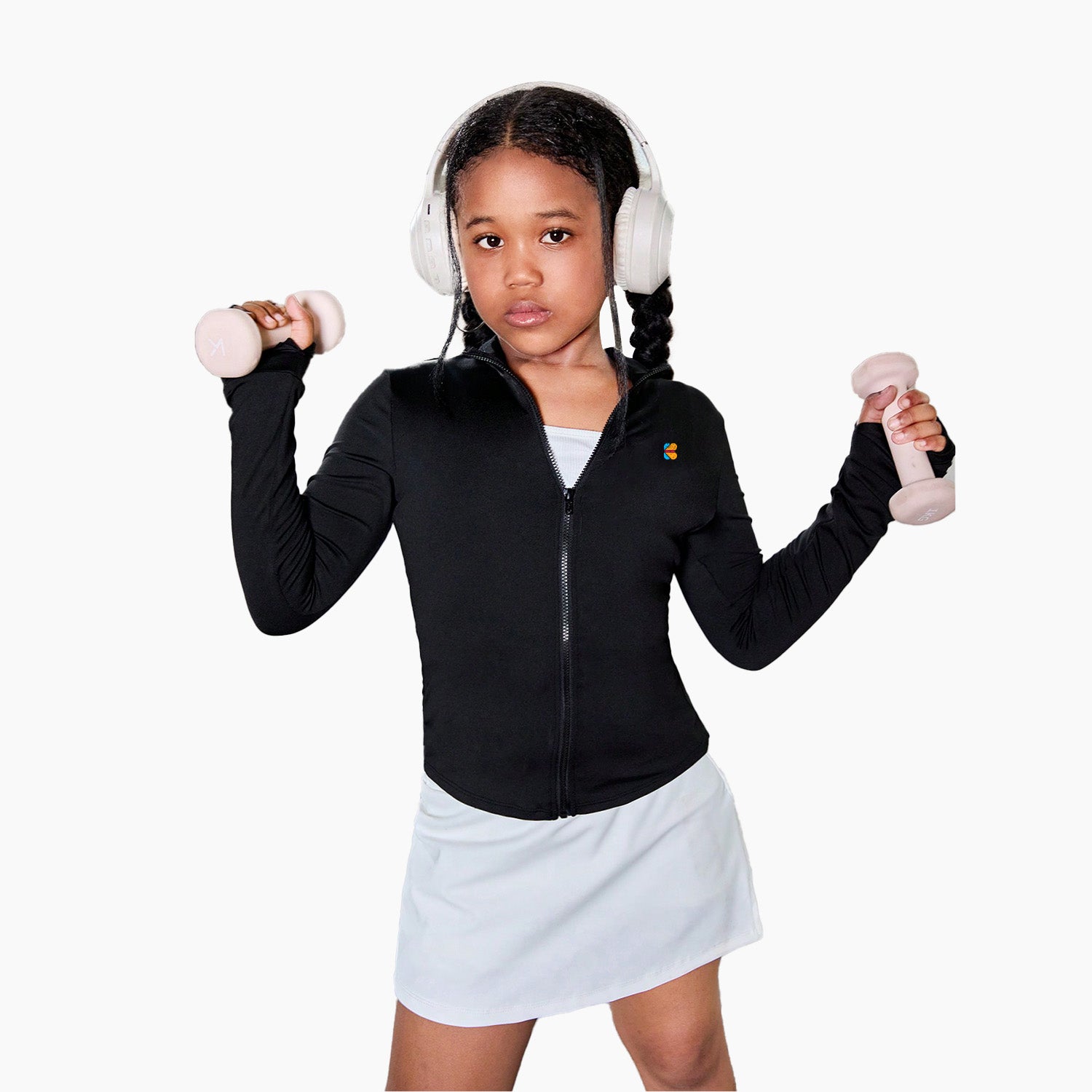 Kidloza Girls' Solid Color Fitted Knit Long Sleeve Sports Jacket