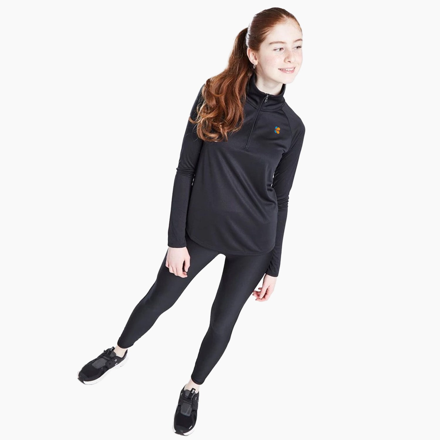 Kidloza Girls' Tech 1/2 Zip Top in Junior Black
