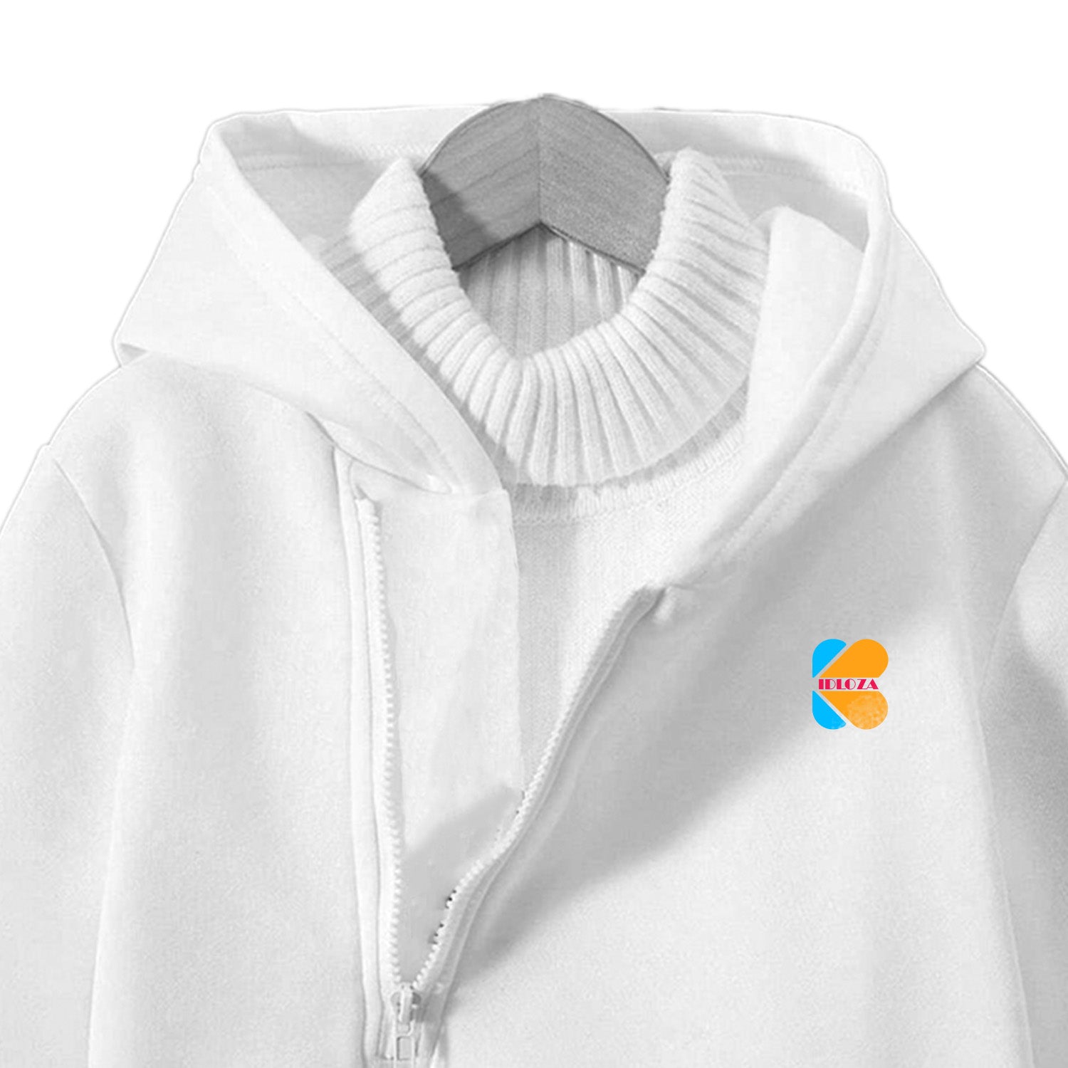 Kidloza Half-Zipper White Hoodie