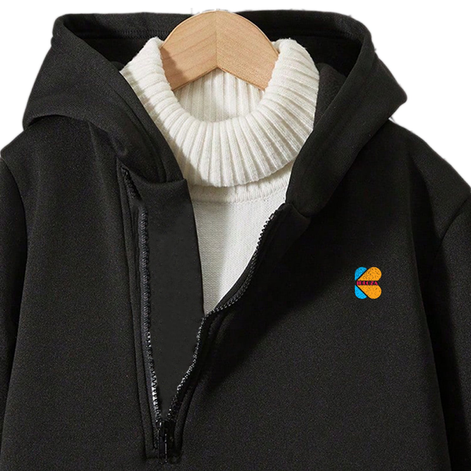 Kidloza Half-Zipper Black Hoodie